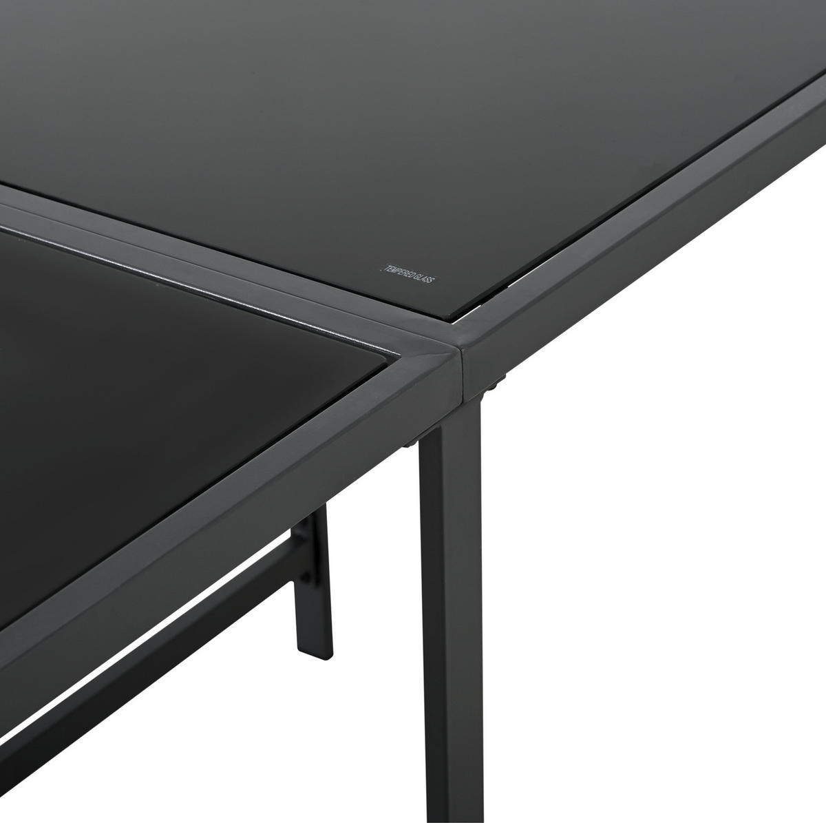 LOUNGEGARNITUR 117/117 cm Schwarz/Weiß aus Metall mit Hartglas 7er Set - Schwarz, Metall - OKMYHOME