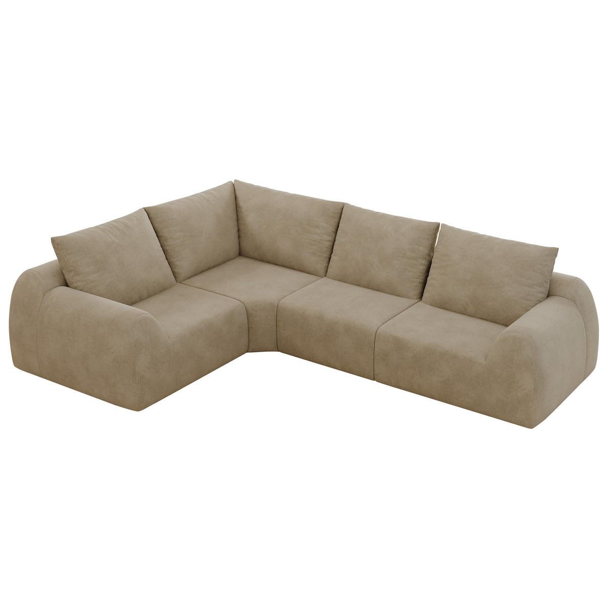 ECKSOFA 367/200/85 cm Khaki Chenille - Sandfarben/Graubraun, Textil (367/200cm) - Oxeza