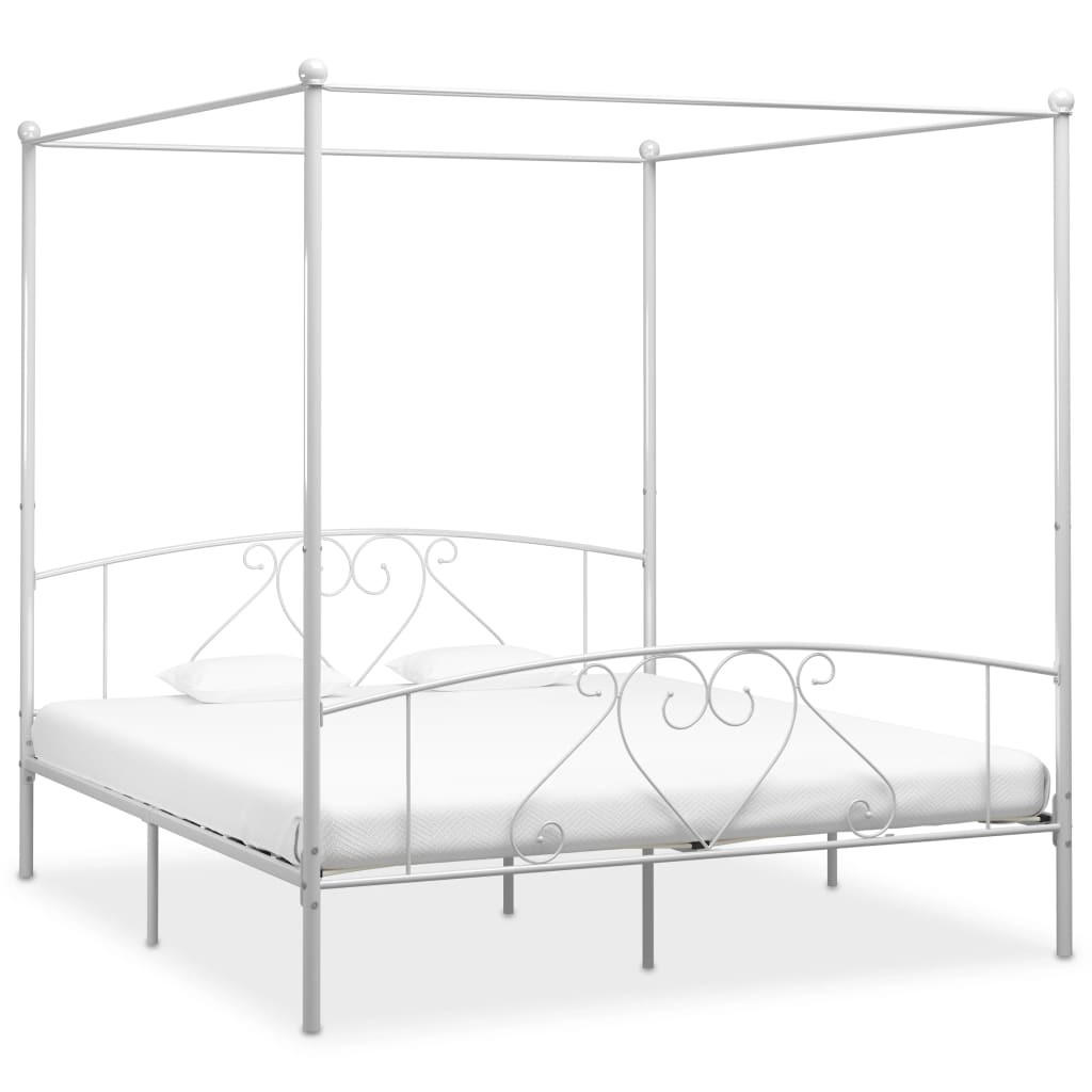 HIMMELBETT-GESTELL 180/200 Cm Metall Weiss - Weiß, Metall (180/200cm) - vidaXL