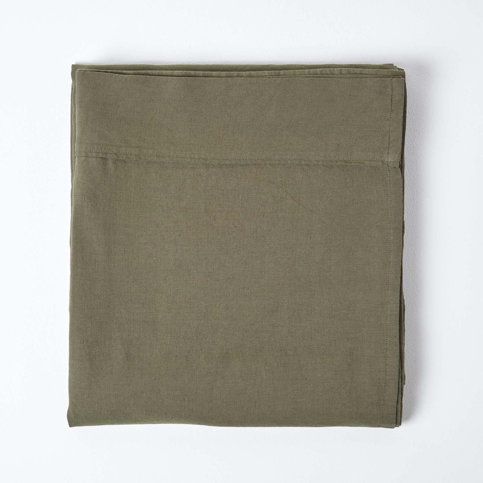 LEINEN-BETTLAKEN ohne Gummizug aus 60% Leinen & 40% Baumwolle - Olivgrün, Textil (180/290cm) - Homescapes