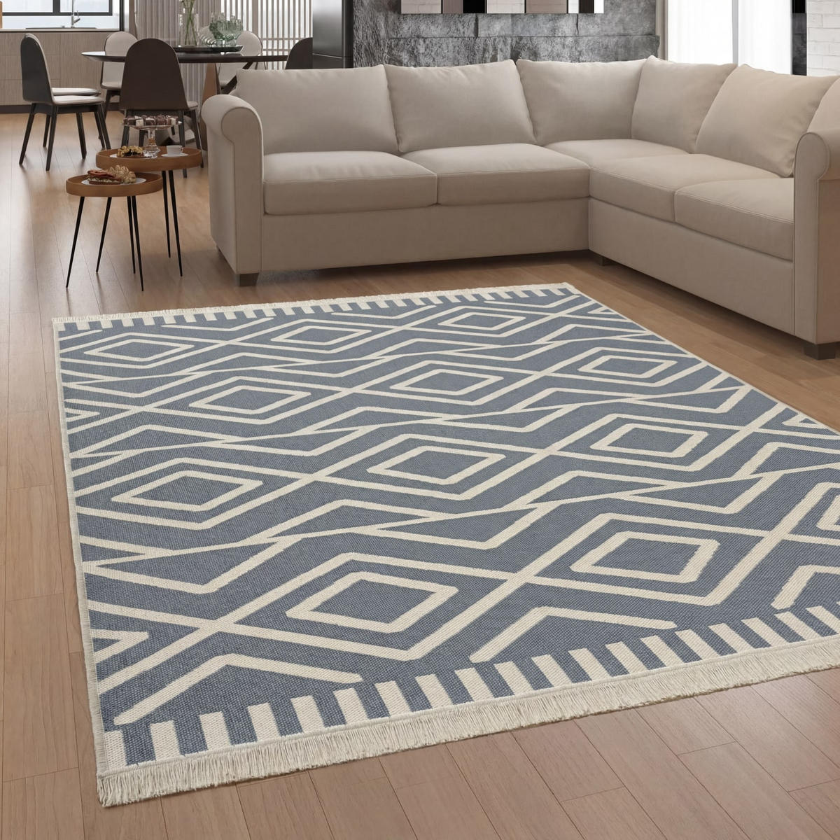 KURZFLORTEPPICH 60/90 cm Skandi Kilim 148 - Grau, Naturmaterialien (60/90cm) - Paco Home