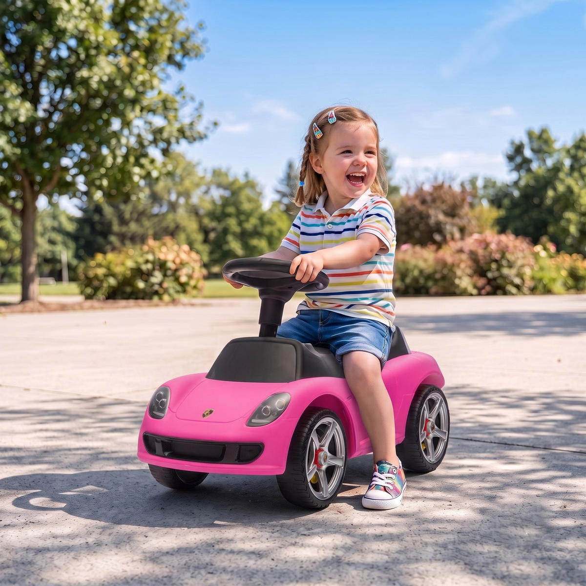 KINDER-RUTSCHAUTO Kunststoff Rosa - Rosa, Kunststoff (63/28.5/38cm) - AIYAPLAY