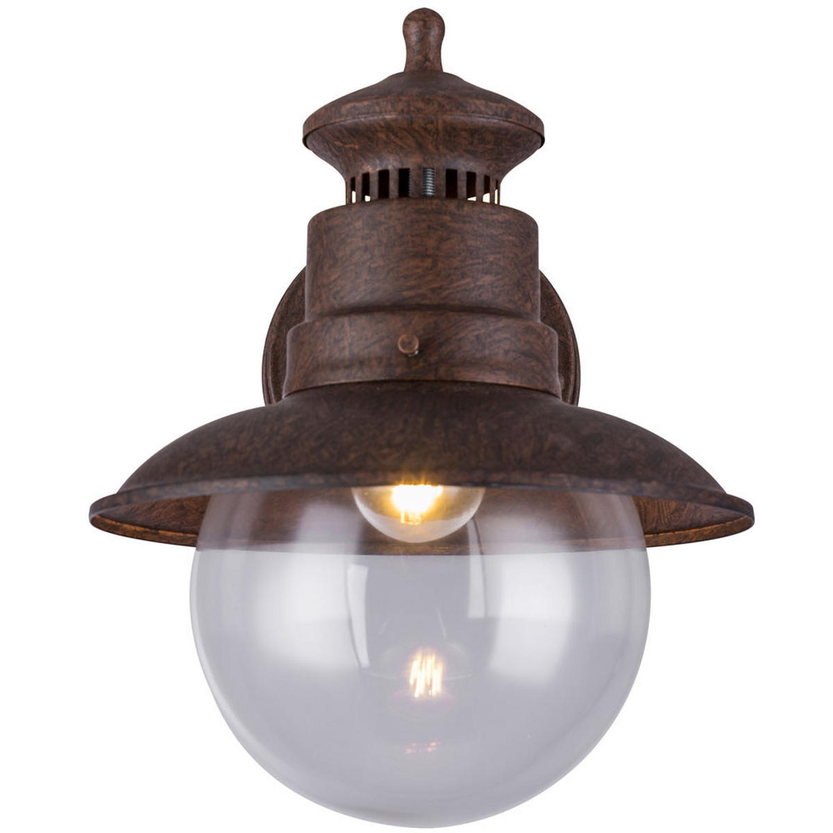 LED AUSSENWANDLEUCHTE Stahl Rostfarben - Braun, Glas (24.7/21.5/27cm) - Globo Lighting