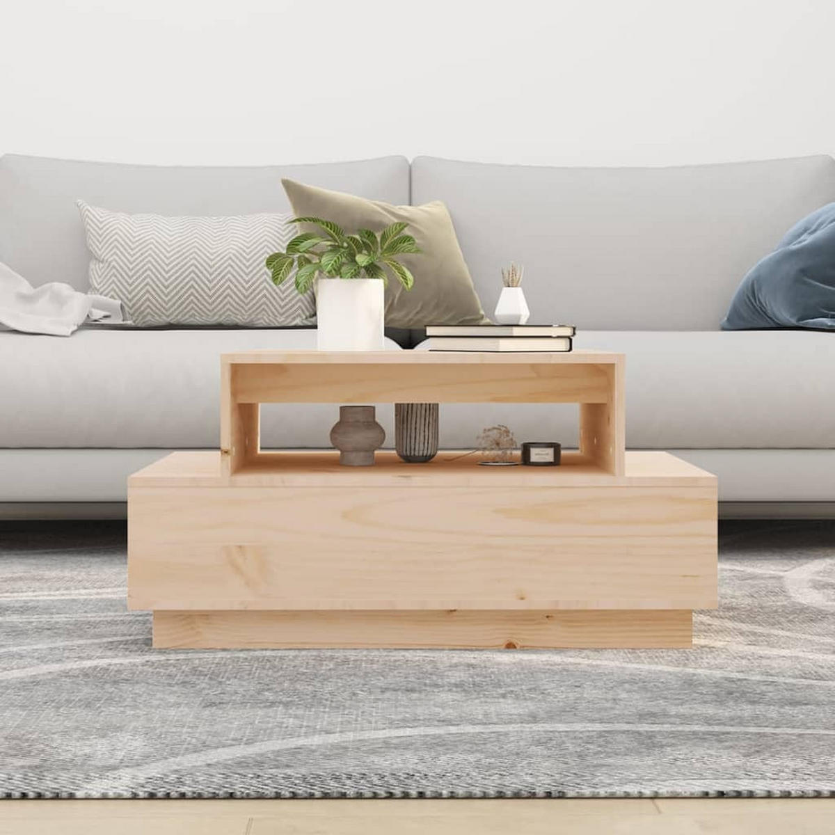 COUCHTISCH 80x55x40,5 cm Massivholz Kiefer - Braun, Holz (80/55/40.5cm) - furnicato