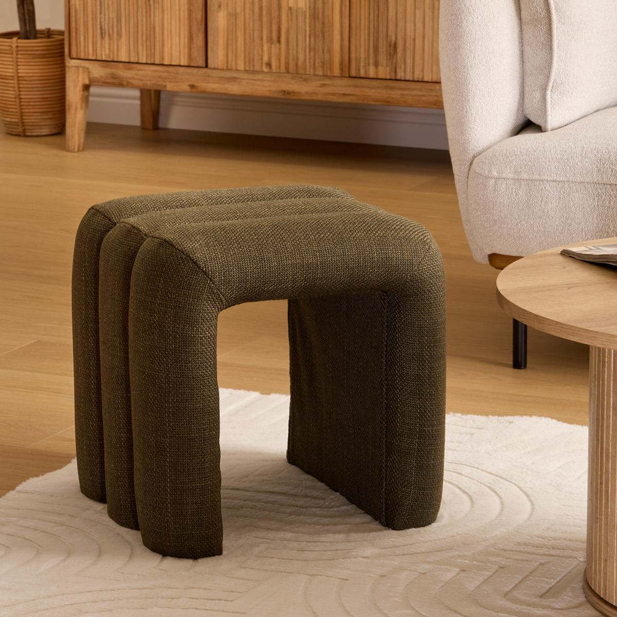 BOGEN-HOCKER Sisco 43/42/44 cm - Grün, Textil (42/44/43cm) - Atmosphera Createur d´interieur