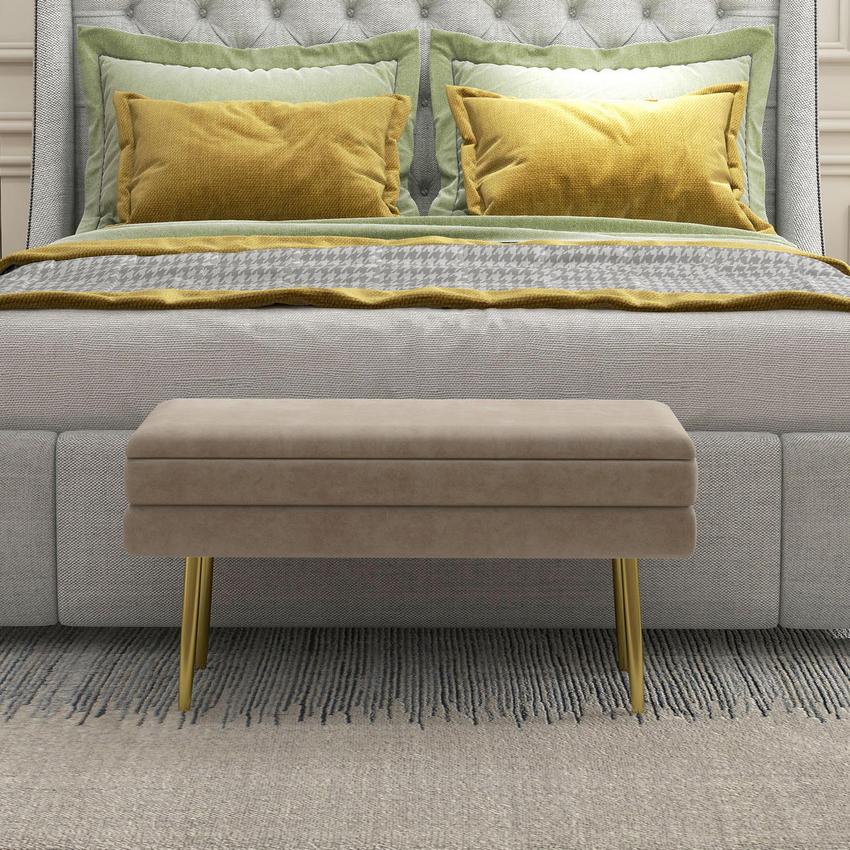 SITZBANK mit Stauraum, Beige - Beige, Kunststoff (37.5/43/79.5cm) - HOMCOM