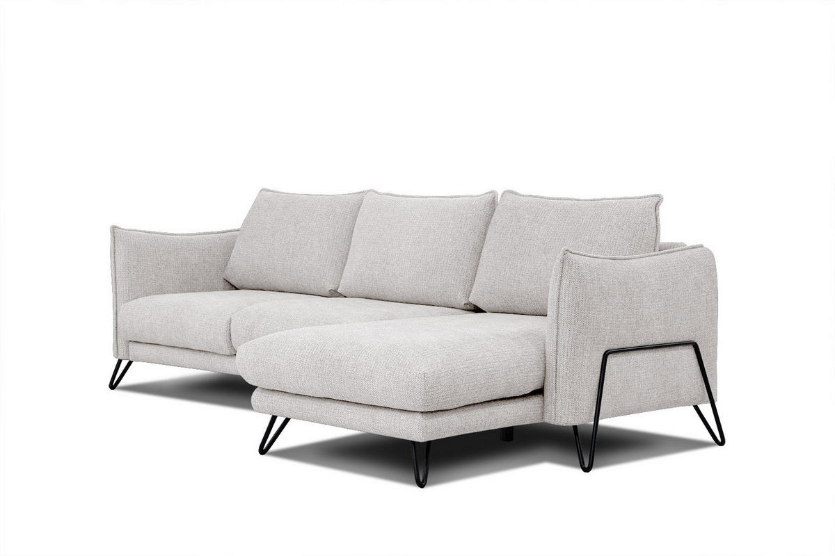 ECKSOFA HOSTEN 4-Sitzer, creme - Creme/Schwarz, Holzwerkstoff/Textil (269/158cm) - Courtois Laville