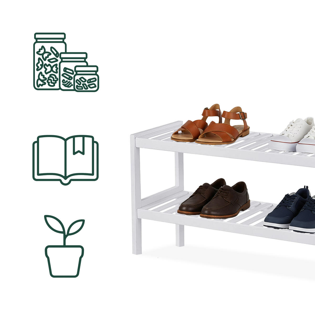 SCHUHREGAL - Weiß, Holz (70/33/26cm) - Relaxdays