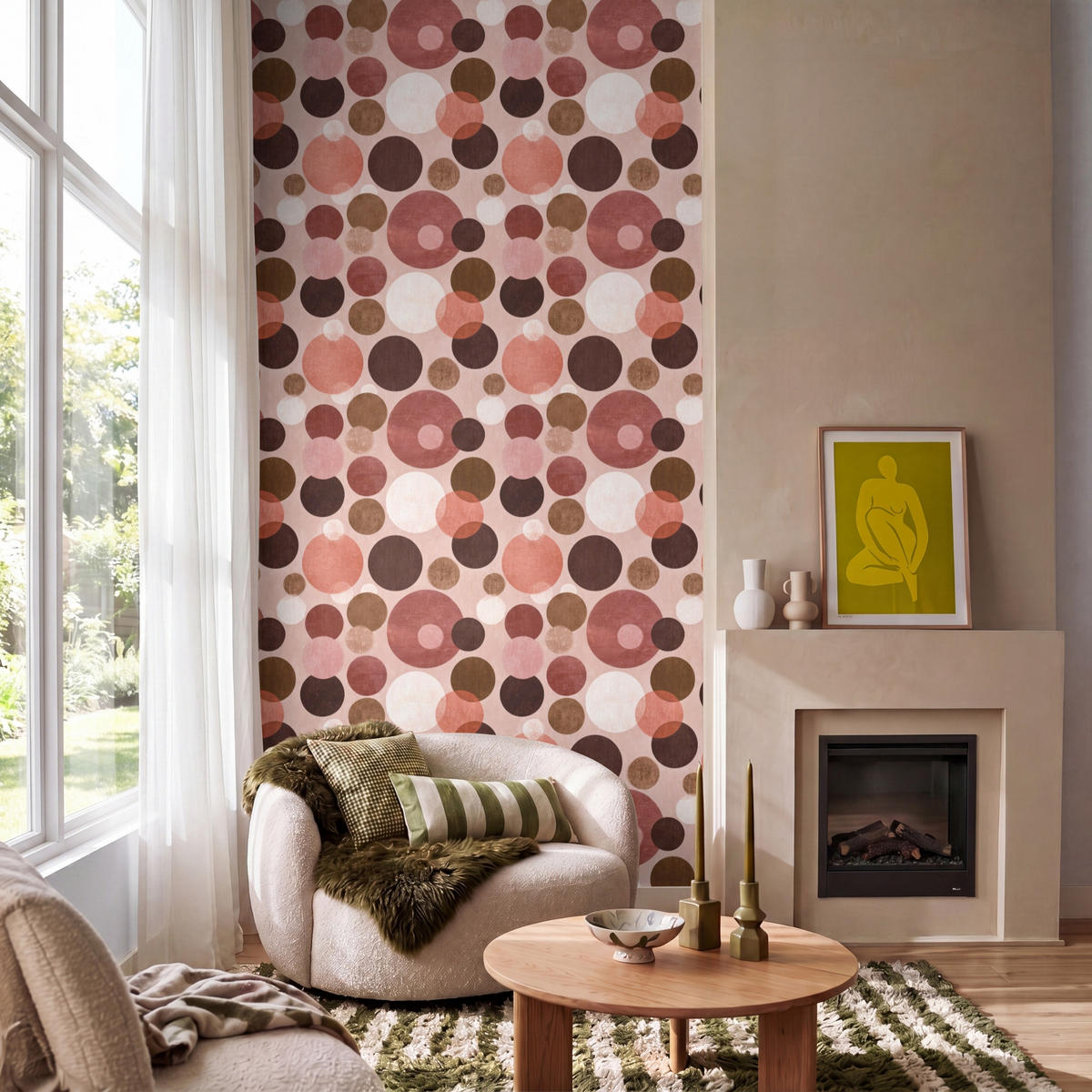TAPETE - Kreise - Modern - Farbenfroh - 140x260 cm - Multicolor, Papier (140/260cm) - OnlyWow