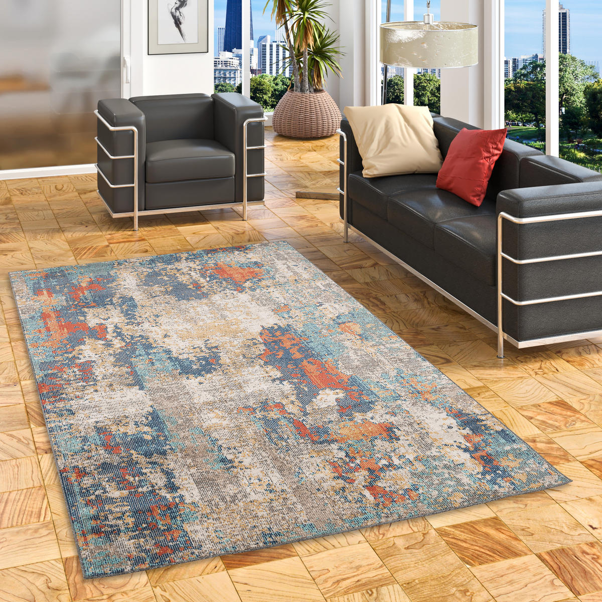 IN- UND OUTDOOR DESIGNER TEPPICH LAGOS VINTAGE - Grau, Textil (80/150cm) - Pergamon