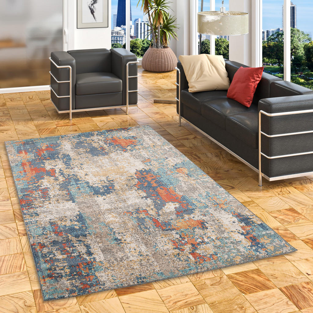 Thumbnail - Pergamon Designer, Blaugrau, Textil, 80x150 cm, Teppiche & Böden, Teppiche, Outdoorteppiche