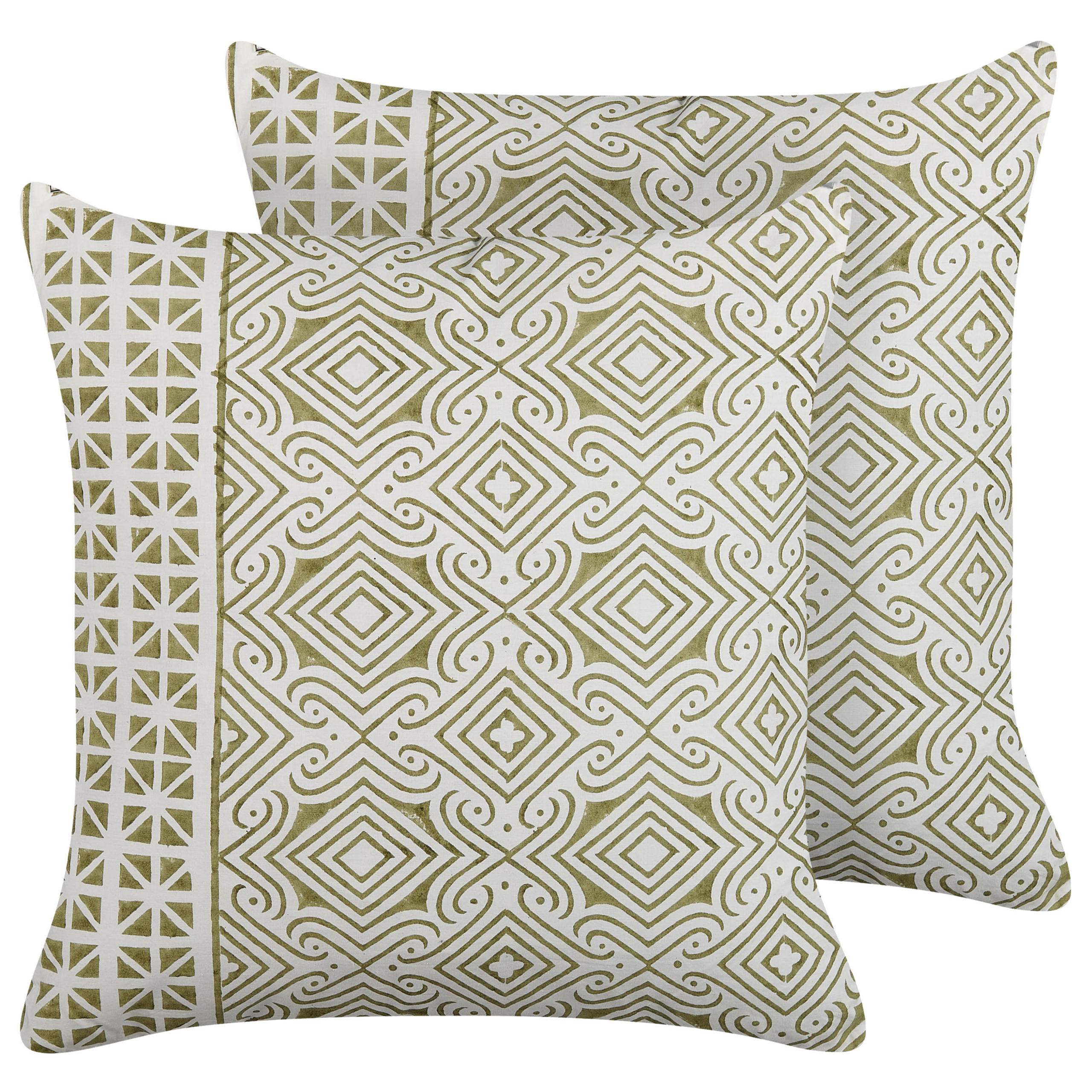 DEKOKISSEN 2er-Set Hellgrün 45/45 cm Larics - Hellgrün, Naturmaterialien/Textil (45/45cm) - Beliani