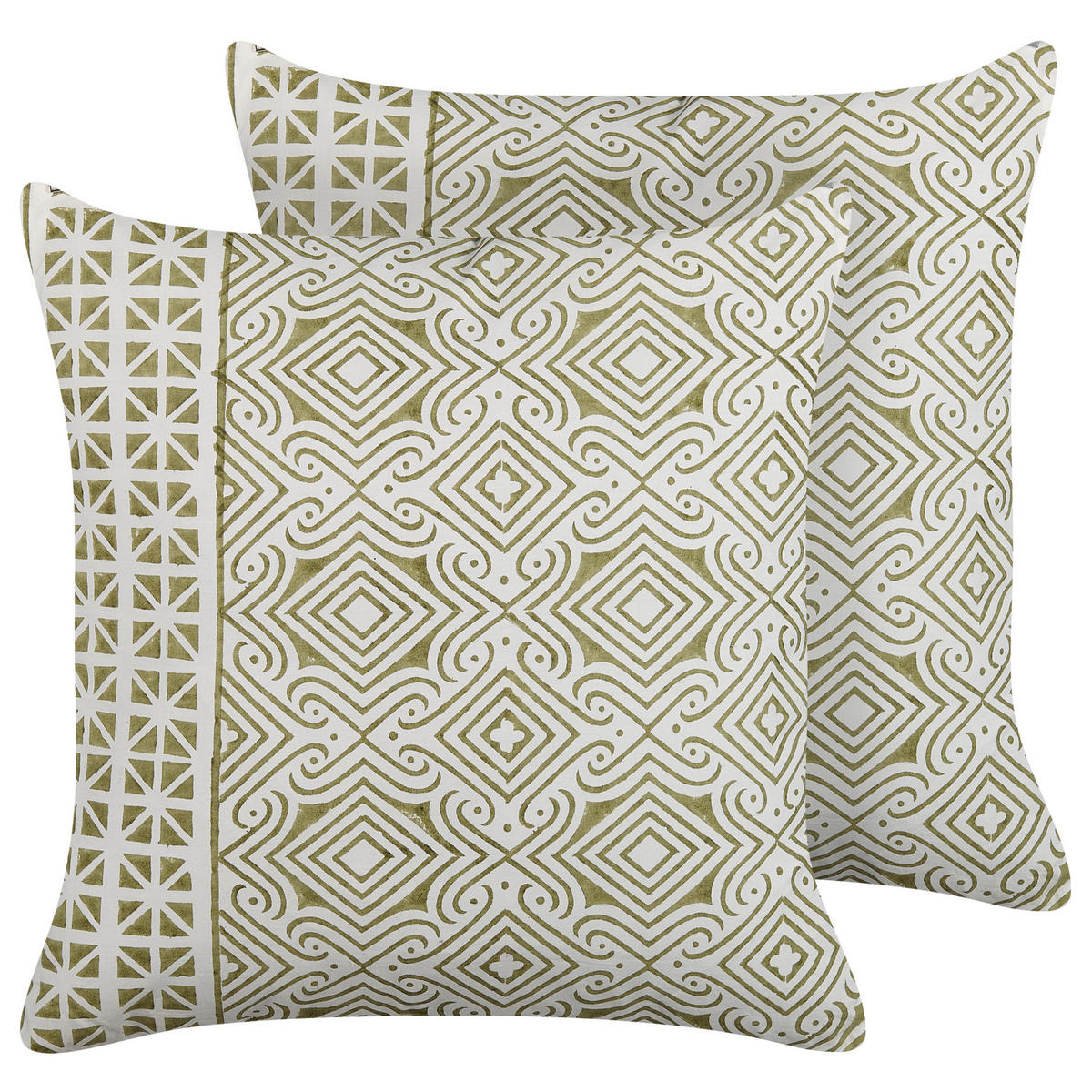 DEKOKISSEN 2er-Set Hellgrün 45/45 cm Larics - Hellgrün, Naturmaterialen/Textil (45/45cm) - Beliani