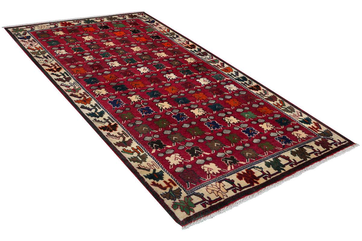 TEPPICH Gashgai Rot 198/106 cm Schurwolle - Rot, Textil (106/198cm) - Looma