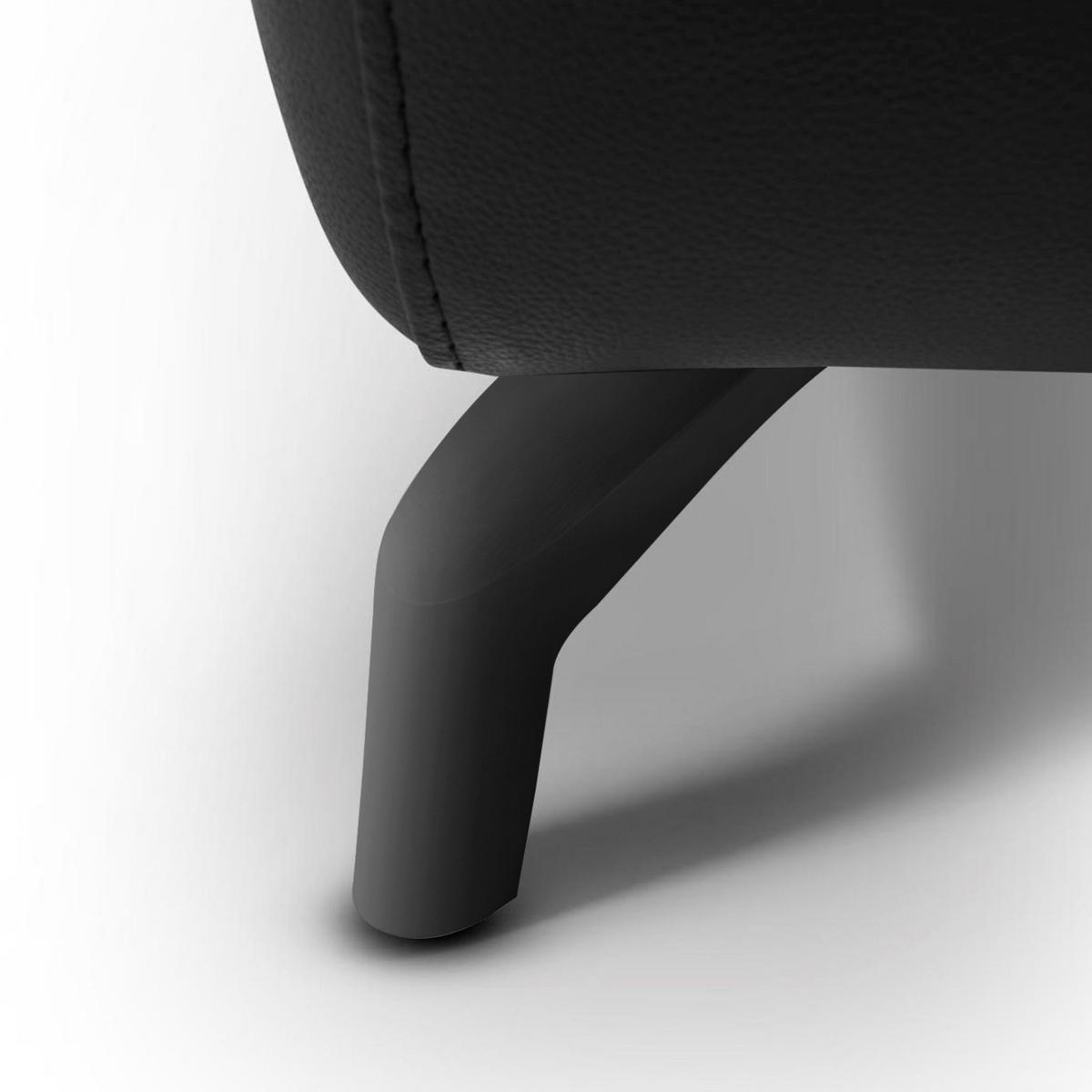DREISITZER-SOFA Echtleder Schwarz - Schwarz, Leder/Metall (222/101/96cm) - Furnhouse