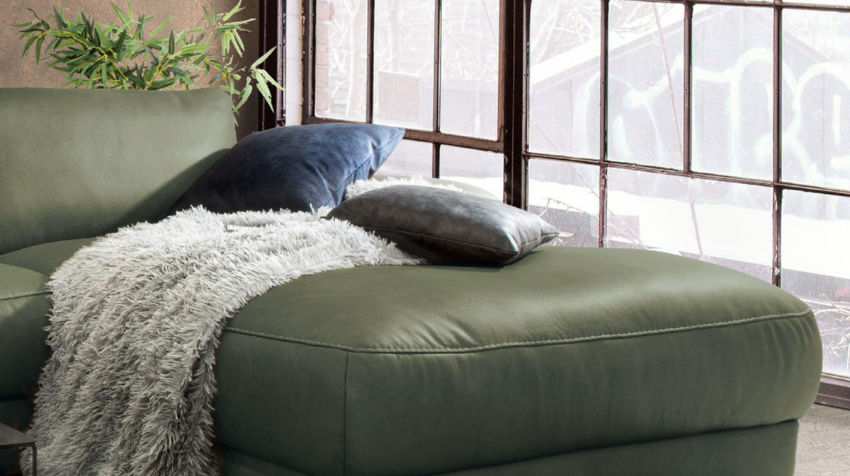 ECKSOFA MOTORISCH. RELAXFUNKTION LOLA Dunkelgrün Leder - Dunkelgrün/Schwarz, Leder (233/178cm) - KAWOLA