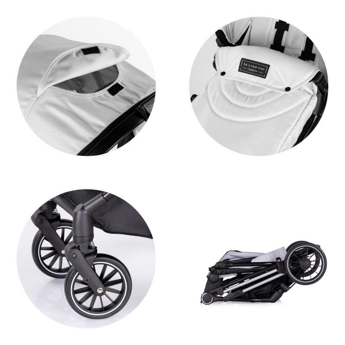 KOMBIKINDERWAGEN Aura 3 in 1 grau gemustert Autositz, Babywanne, Wickeltasche, bis 22 kg - Grau, Metall (98/60/106cm) - Chipolino