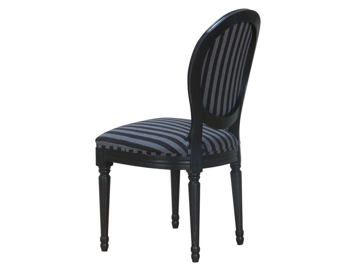 STUHL 2er-Set antik schwarz, Stoff schwarz gestreift - Schwarz, Holz/Textil (50/93/47cm) - ebuy24