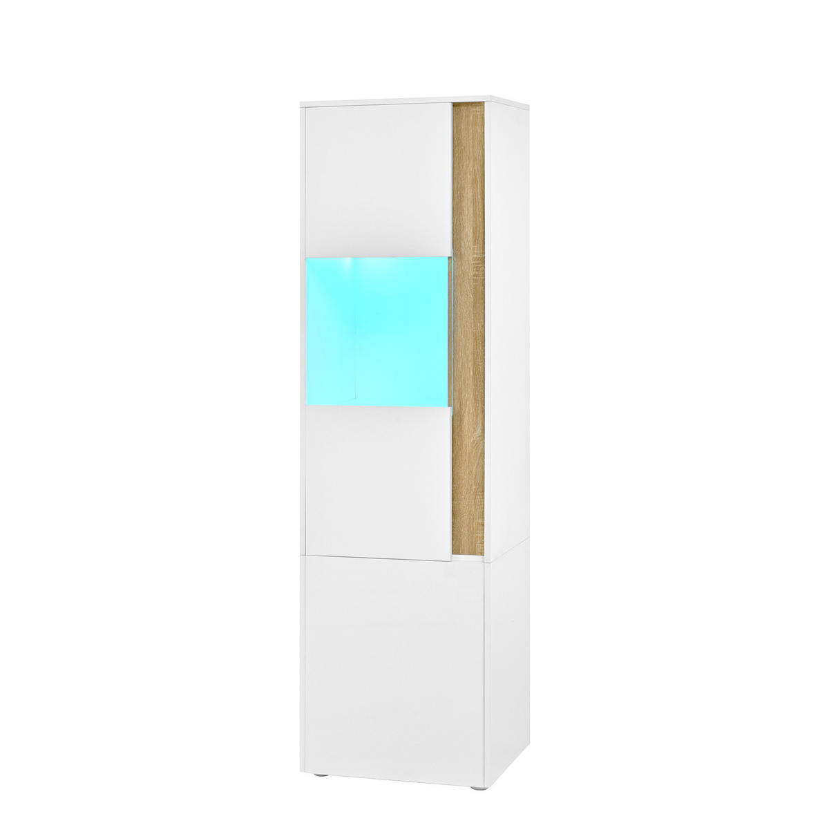 VITRINE mit LED-Beleuchtung 50x40x179 cm Weiß Natur 2-türig - Weiß, Holzwerkstoff (40/179/50cm) - Beauniv
