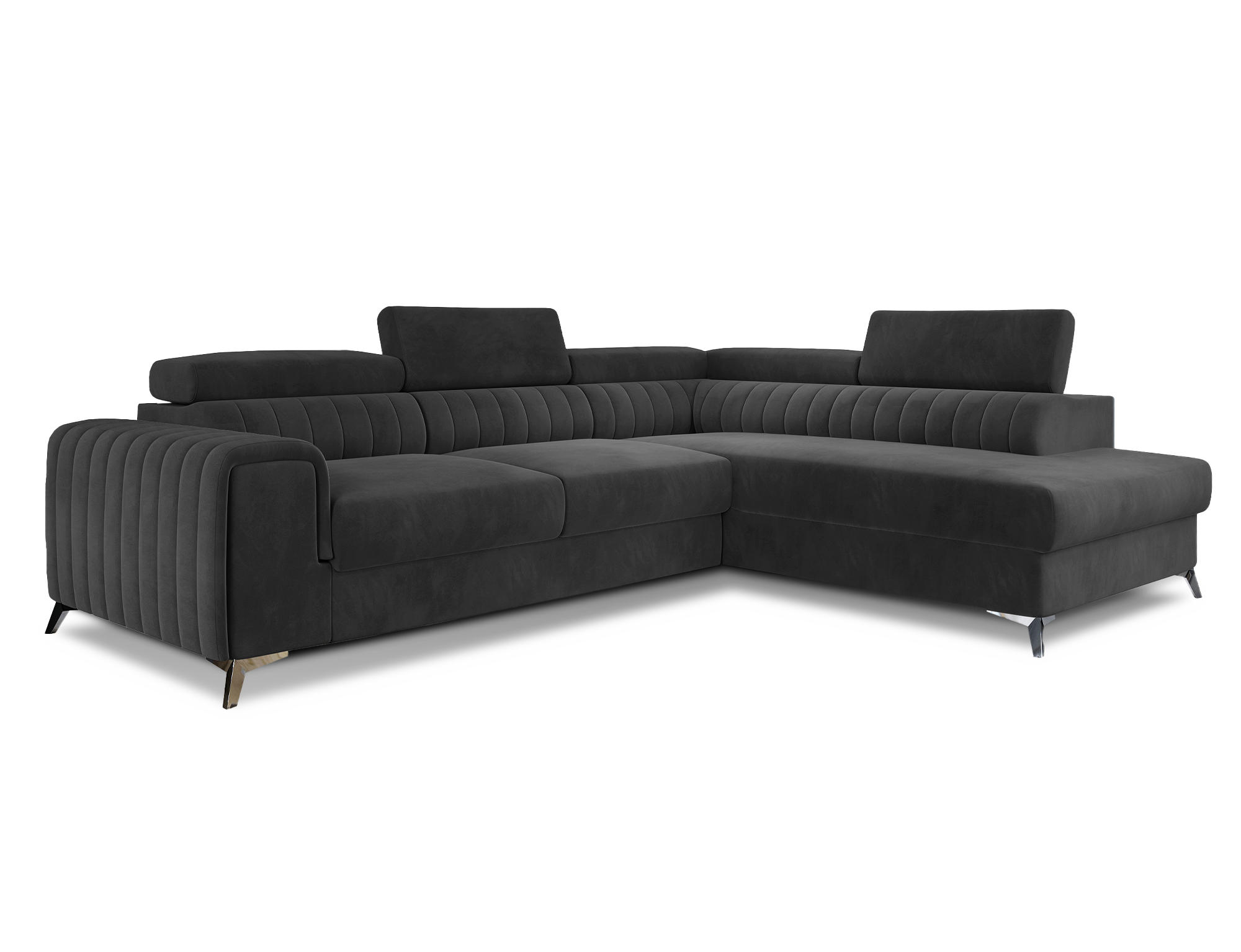 ECKSOFA Laurence mit Schlaffunktion & Bettkasten – 278 x 205 cm, verstellbare Kopfstützen - Anthrazit, Kunststoff (278/205cm) - Wohnideebilder