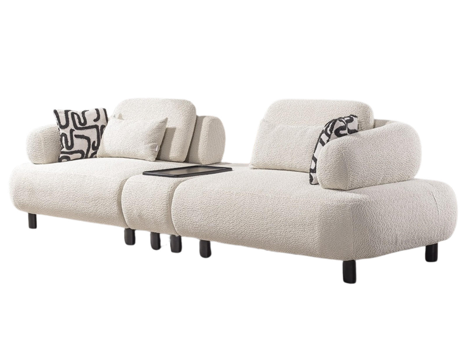 SOFA Barcelona 4-Sitzer Webstoff Creme - Creme, Holz/Textil (270/79/110cm) - Villa Möbel