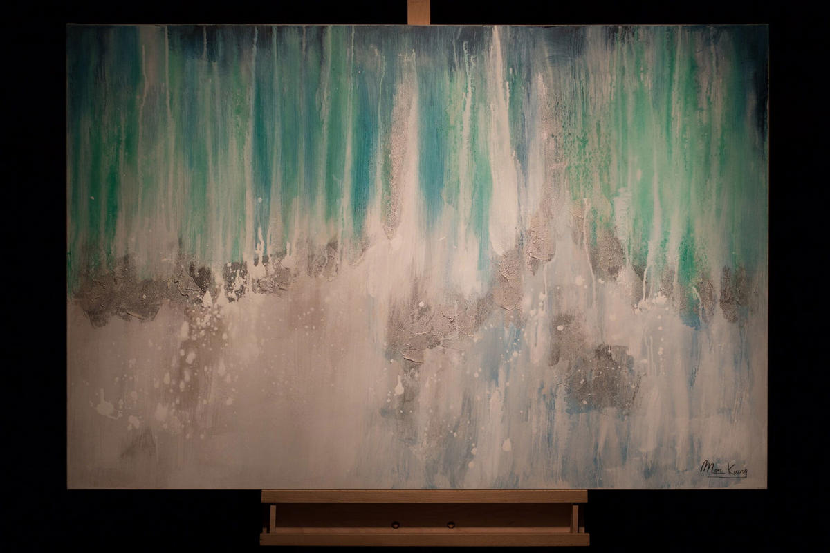 ACRYLBILD HANDGEMALT 120/80 cm - Blau, Holz/Textil (1.84/80cm) - KUNSTLOFT