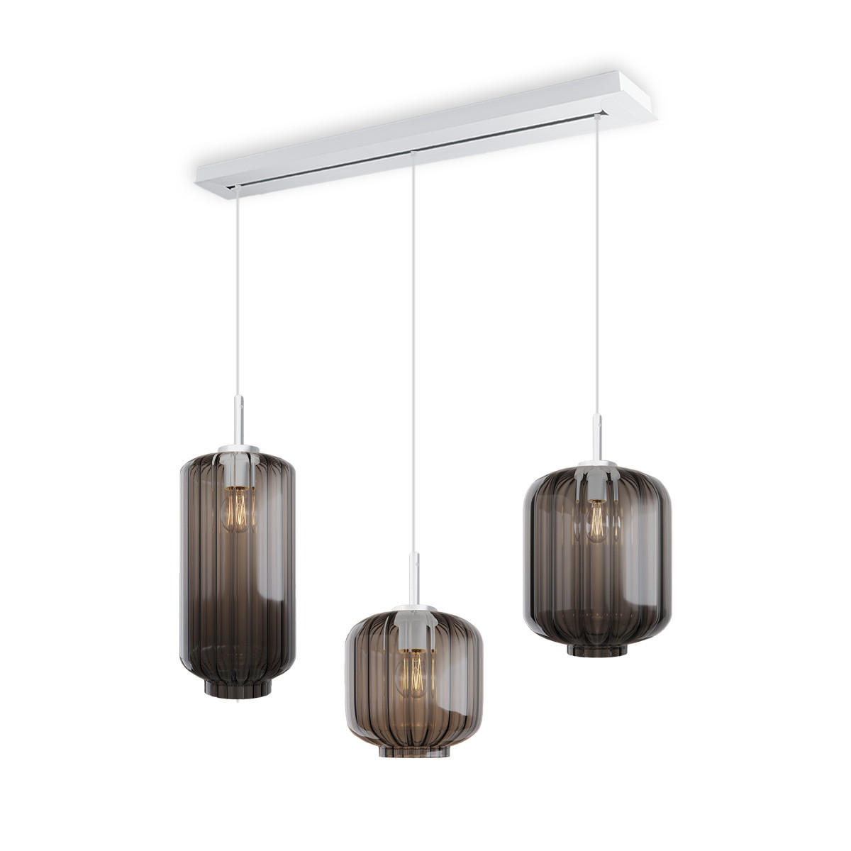HÄNGELEUCHTE Velo 3-flammig Rauch Ø 18/20/25cm - Anthrazit/Weiß, Glas (25/25/27cm) - s.luce