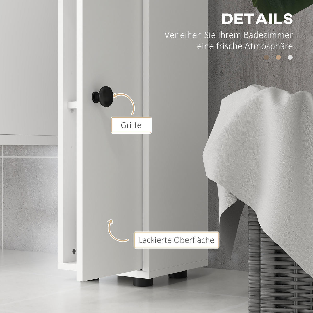 BADEZIMMERSCHRANK Spanplatte Weiß - Weiß, Karton (20/180/20cm) - Kleankin