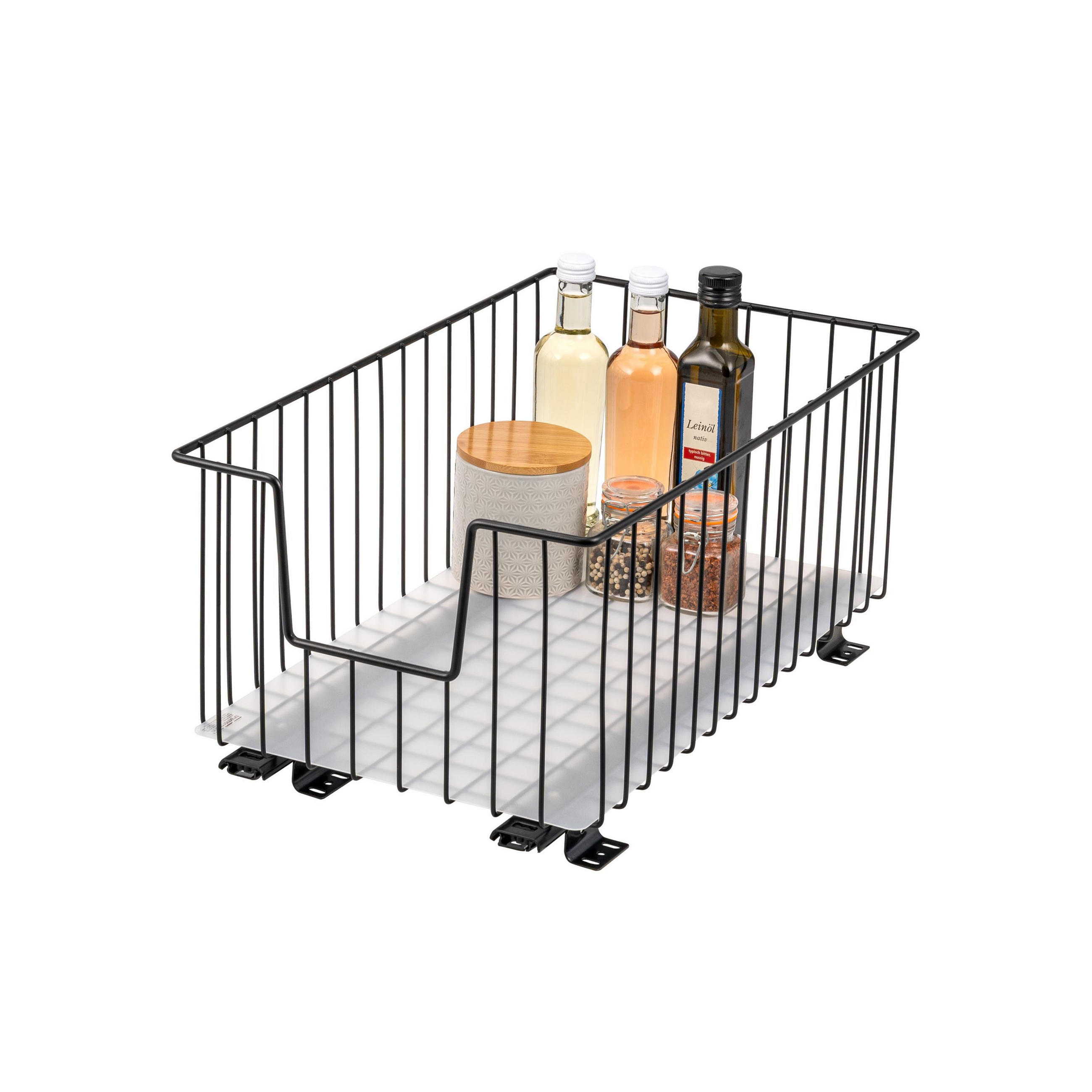 SCHRANK-KORBAUSZUG 30 cm, schwarz, Metall - Schwarz, Metall (30/23/50.5cm) - bremermann