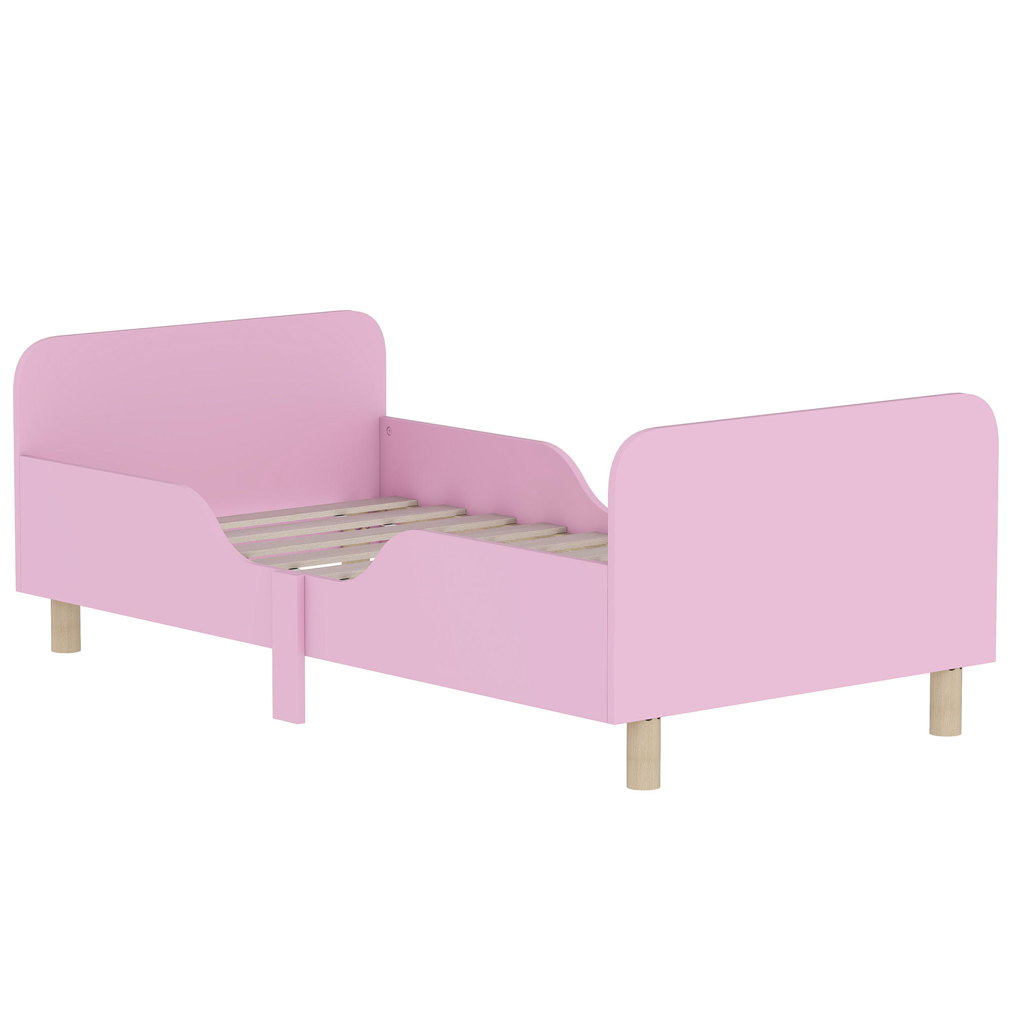 BETTGESTELL 70x140 cm DE-08236 mit Schutzgitter, aus MDF Rosa - Pink, Holzwerkstoff (70/140cm) - ComfortXL