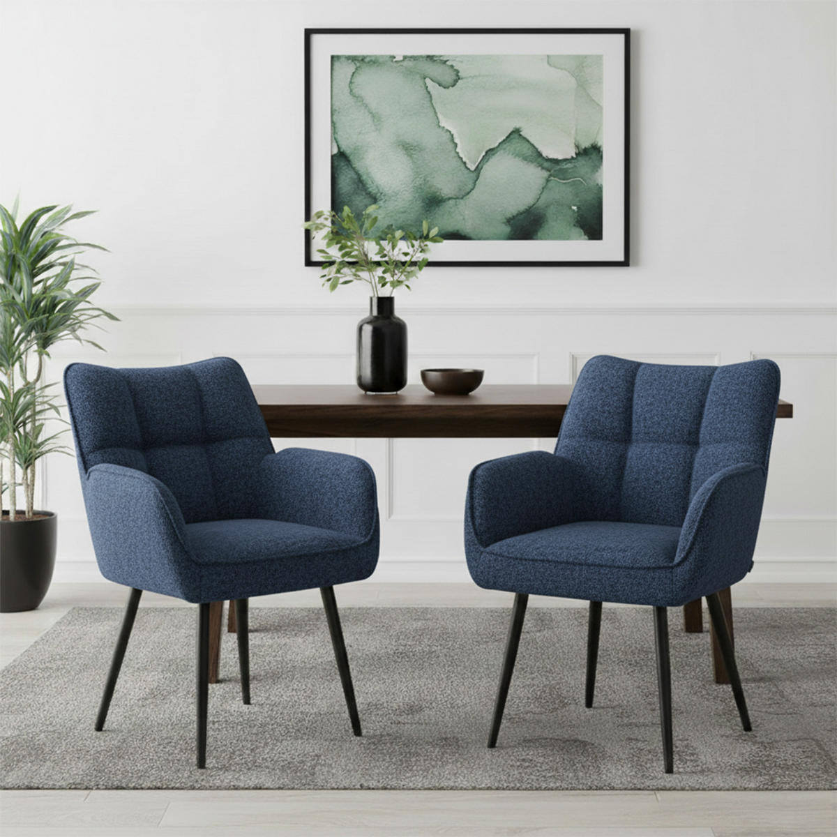 ESSZIMMERSTUHL Mika-Miro - Blau/Schwarz, Textil/Metall (59/84/66cm) - DUBI Möbel