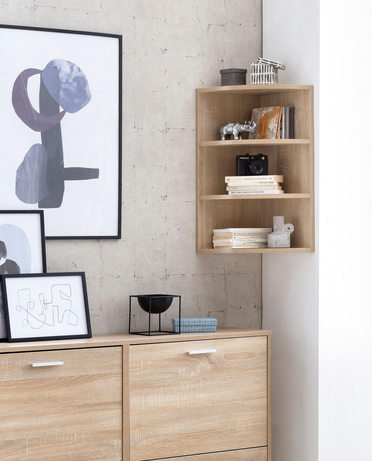 ECKREGAL NIDDA MDF Runder Front Modern, Beige 30x30x60 cm - Beige, Holz (30/60/30cm) - KADIMA DESIGN