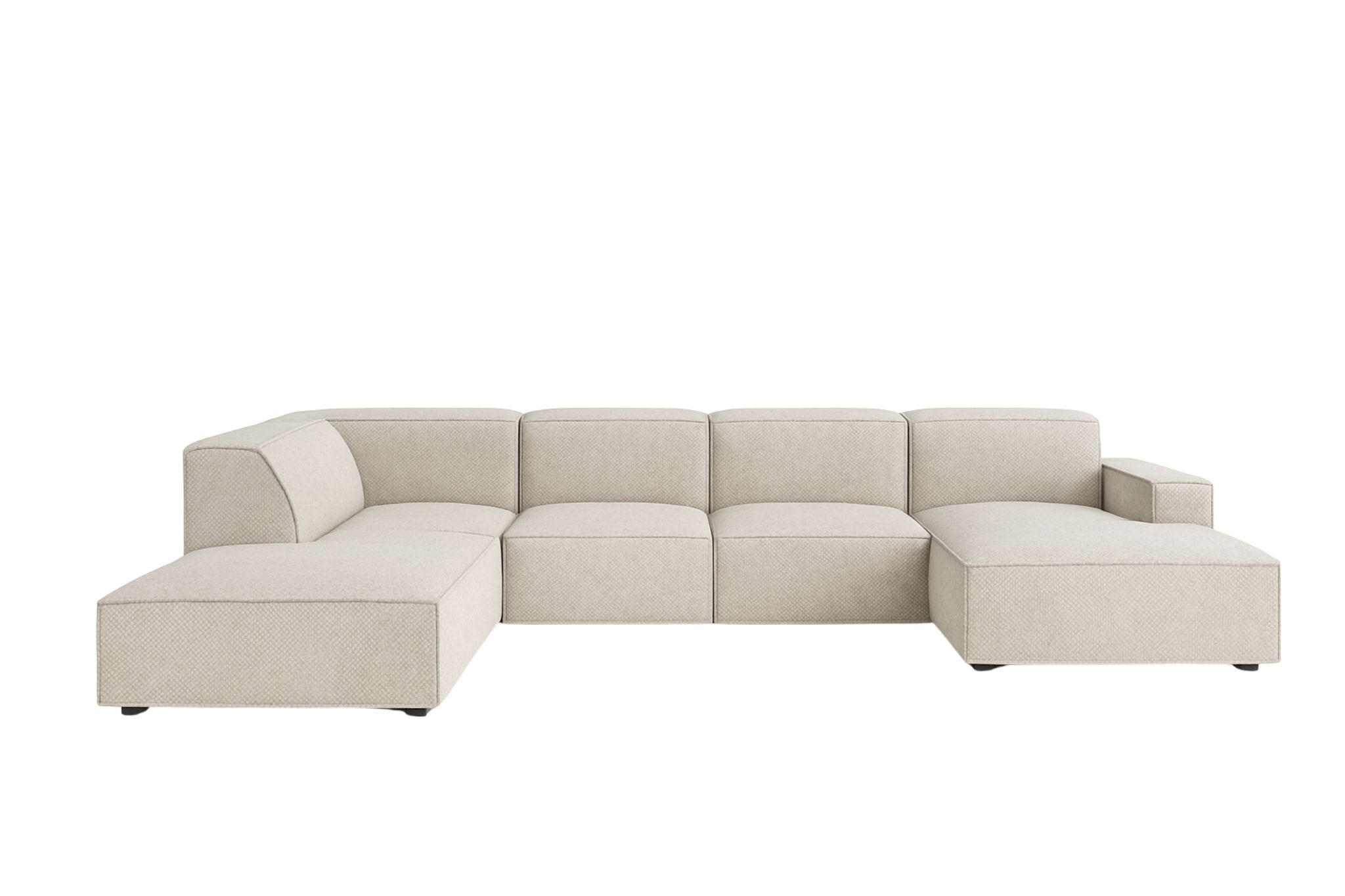 ECKSOFA Cursal V, Stoff Artico, Nata, Links - Creme, Holz (364/262cm) - Kaiser Möbel