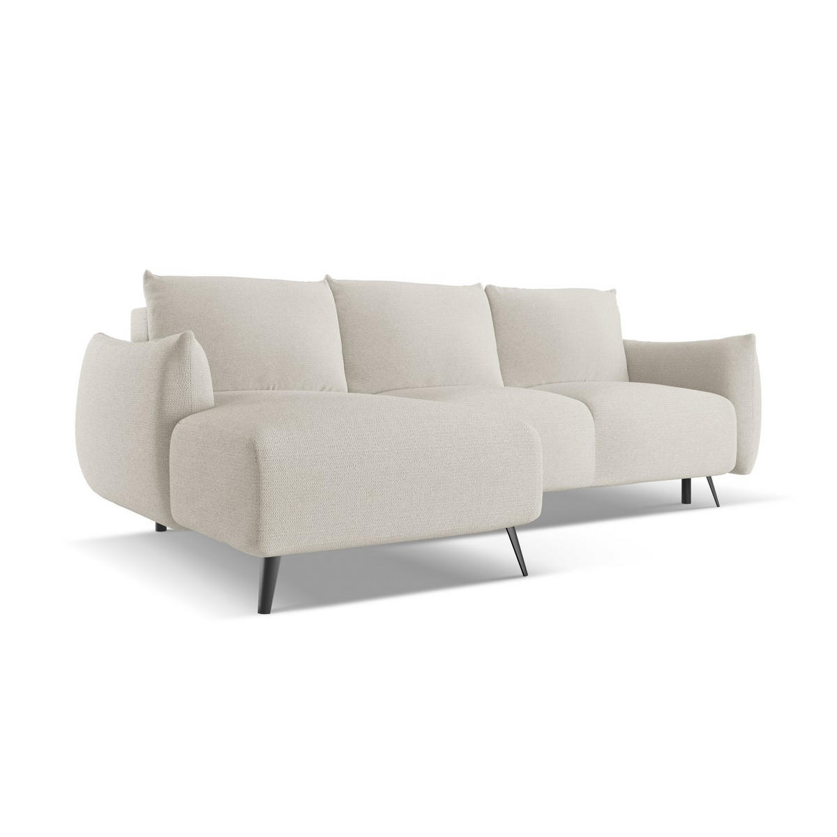 ECKSOFA mit Schlaffunktion Chenille Stoff Grau - Silberfarben/Schwarz, Textil/Metall (162/242cm) - LaMiaSofa