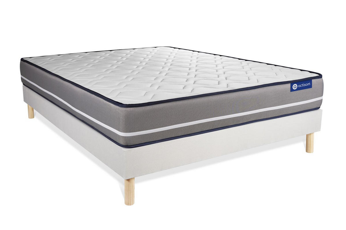 BETT Actimemo pur Memory-Schaum 160 x 195 cm h3 - Kit Bettgestell Weiß - Beige/Weiß, Holz (160/195cm) - ACTISOM