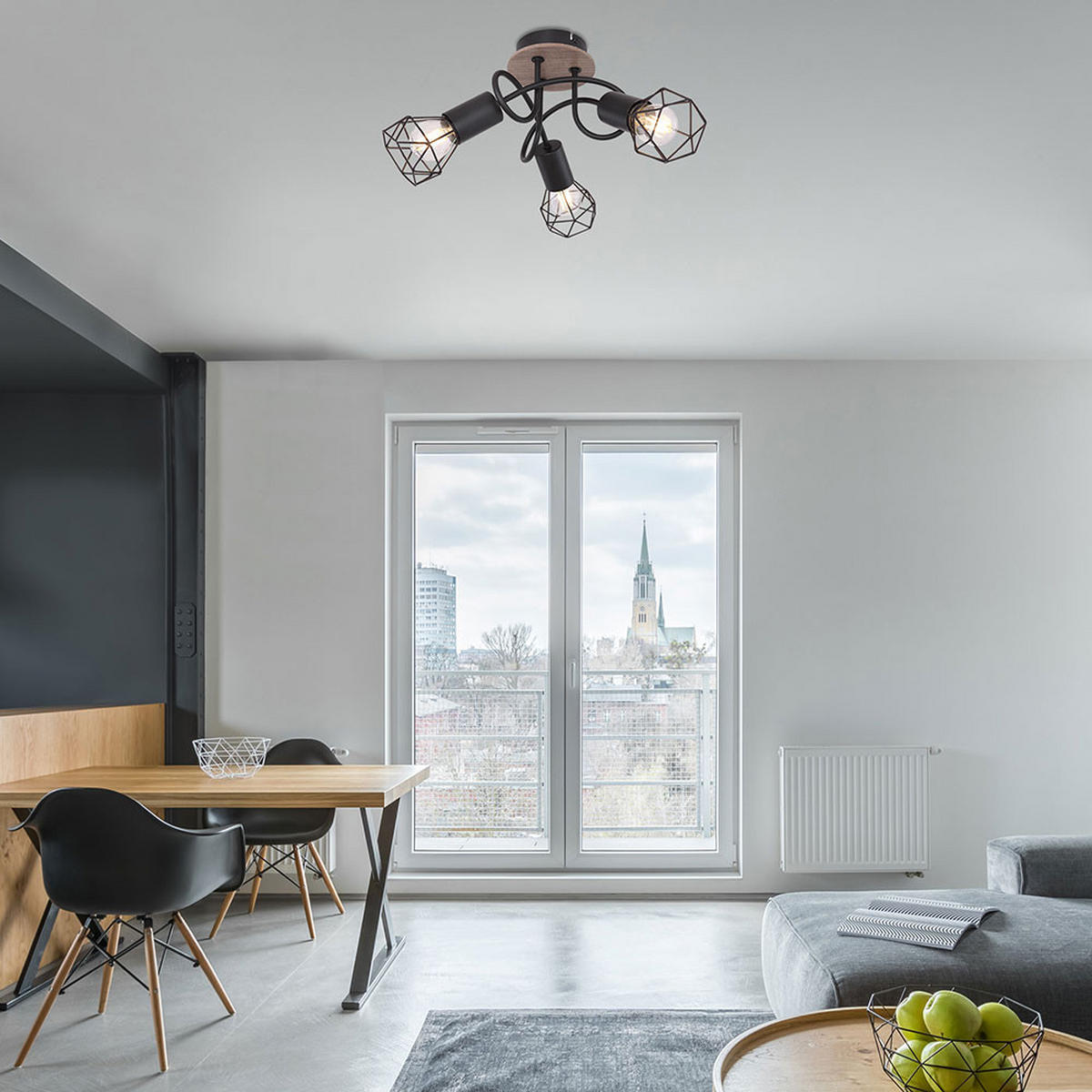 DECKENLEUCHTE Holzoptik Schwarz verstellbar - Schwarz, Holz (38/38/21cm) - Globo Lighting