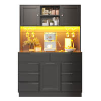 HOCHSCHRANK LED 120x40x183.5Cm 8 Schubladen Schwarz - Schwarz, Holzwerkstoff (120/183.5/40cm) - FLIEKS