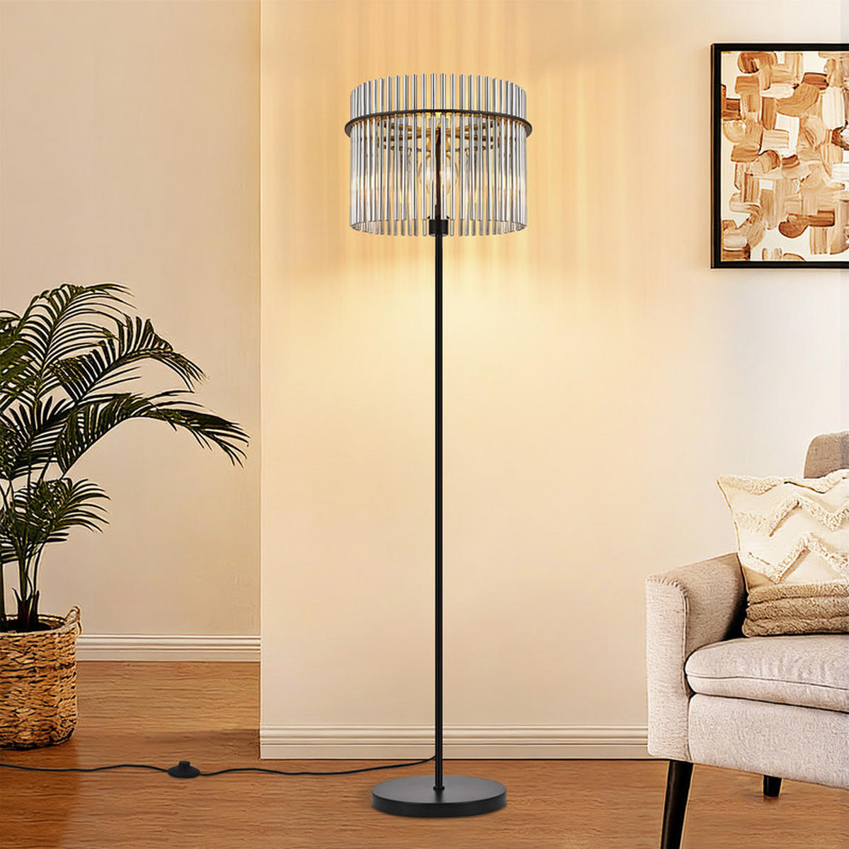 STEHLAMPE BÜNDE Ⅲ 38/26/154 cm - Schwarz, Metall (38/26/154cm) - Nettlife