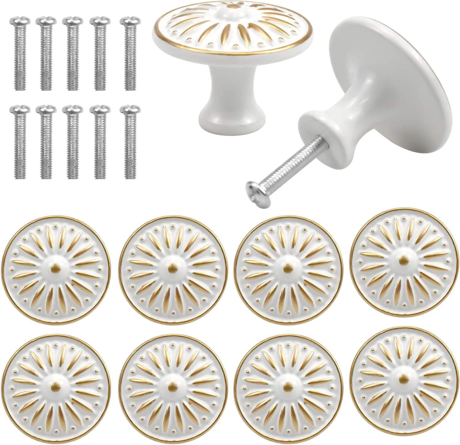SCHRANKKNOPF Weiß 10er-Set 35 mm - Weiß, Metall (3.5/2.5/3.5cm)