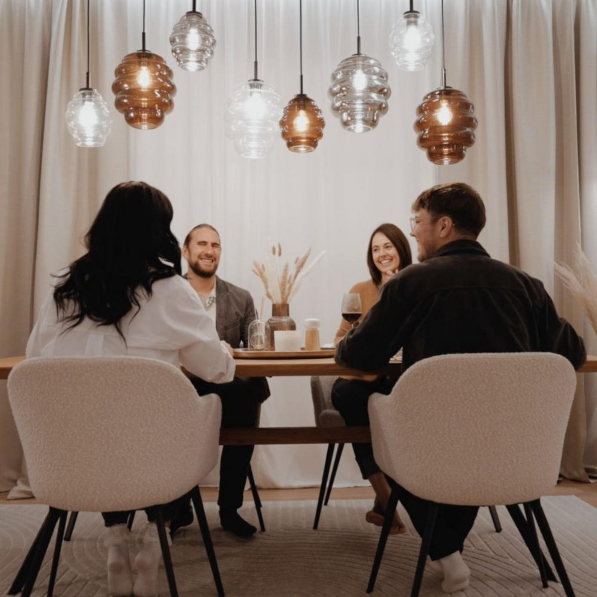 HÄNGELEUCHTE Echos 12-flammig Braun Ø 18cm - Braun/Weiß, Glas (18/18/20cm) - s.luce