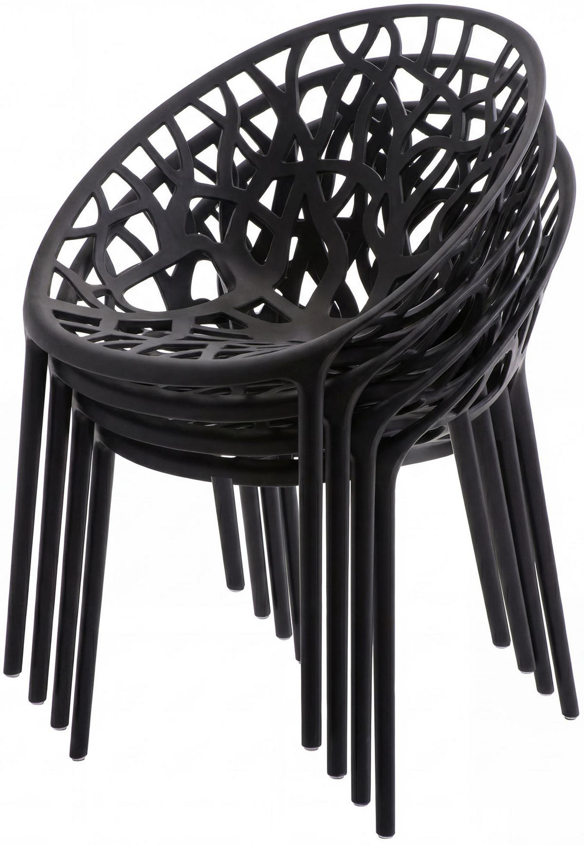 GARTENMÖBEL-SET Sofia 4 Stühle 180x180x80cm Kunststoff Schwarz Balkonset - Schwarz, Kunststoff - DELUKE
