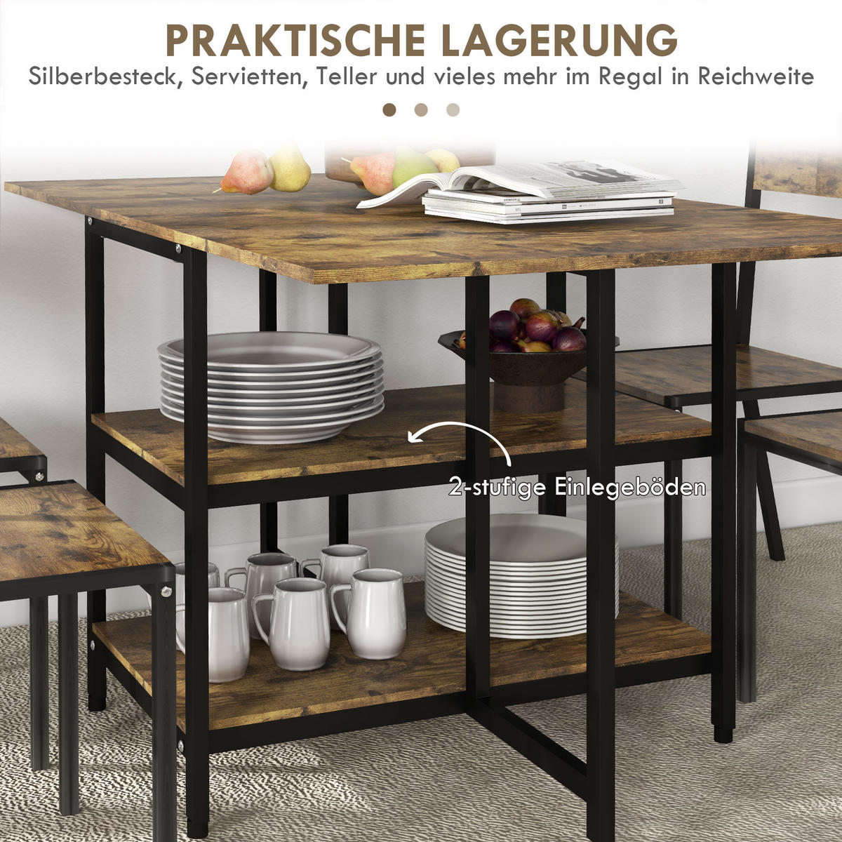 ESSTISCH klappbar, Spanplatte, Braun - Braun, Kunststoff (140/80/75cm) - HOMCOM