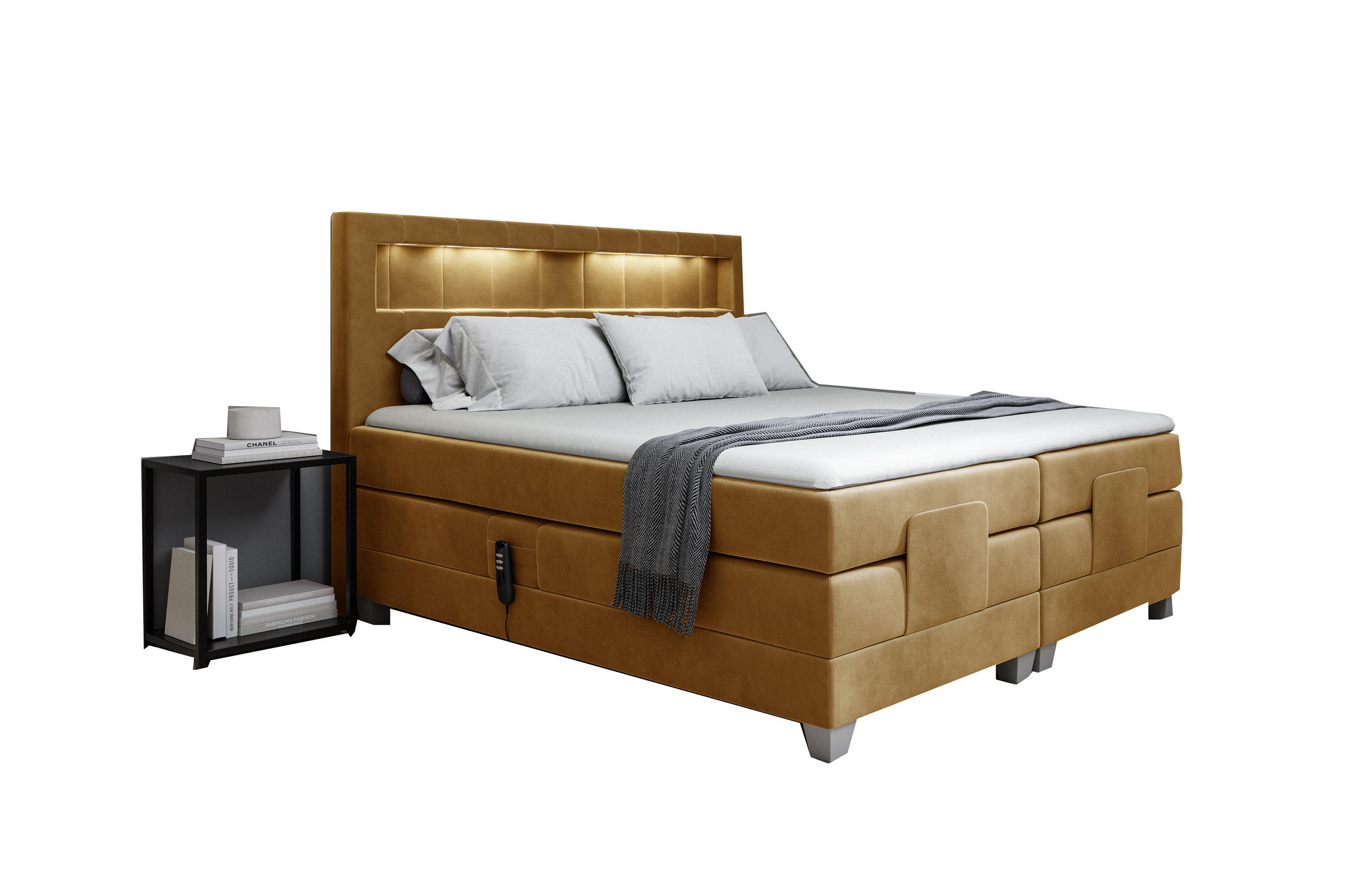 Meblini Boxspringbett Gelb 180x200 cm