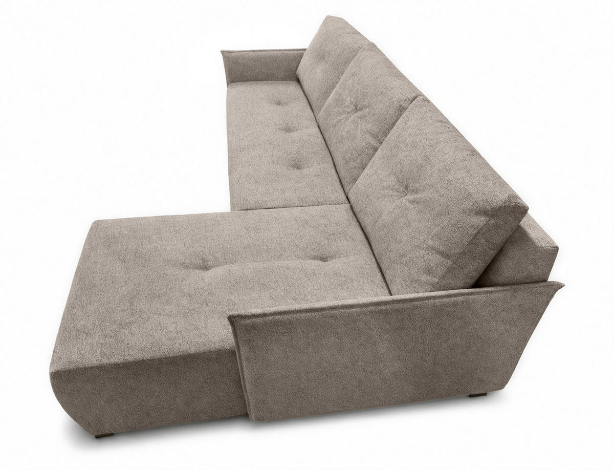 ECKSOFA L Form Damascus Hellbraun 212/143/88 cm Rechts mit Schlaffunktion - Hellbraun/Schwarz, Kunststoff/Textil (212/143cm) - AX Living