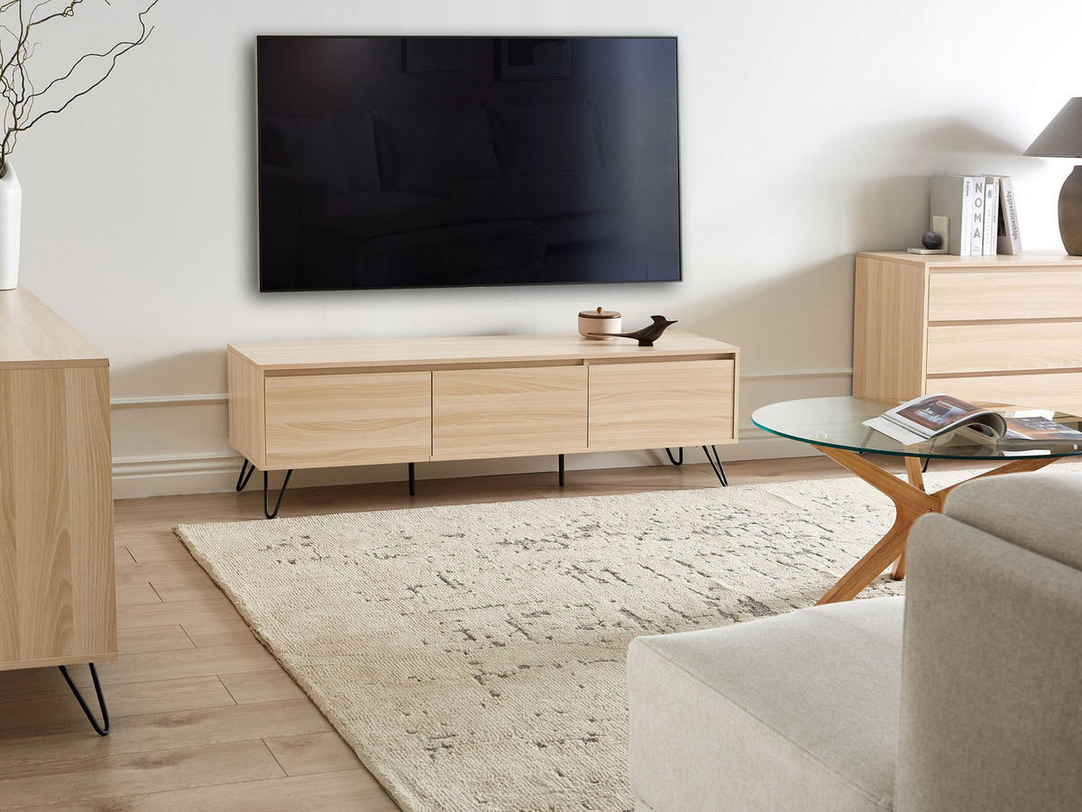 TV-MÖBEL Hellbraun Cardigan - Hellbraun/Schwarz, Holzwerkstoff (150/45/40cm) - Beliani