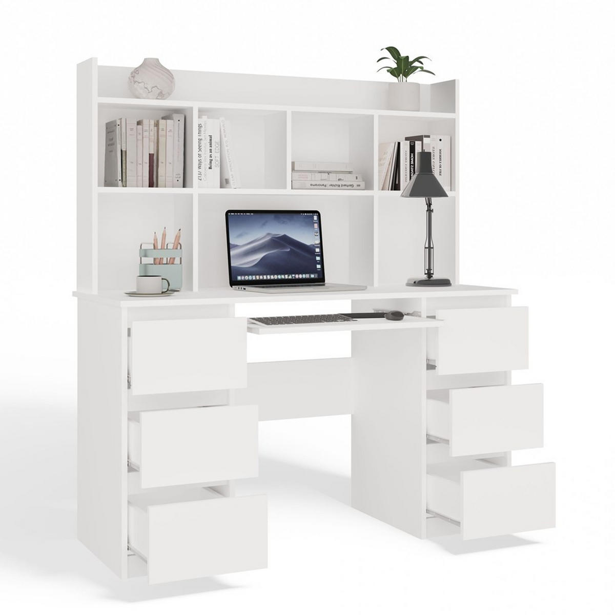PÍSACÍ STÔL Biela 130/146/51 - biela, kompozitné drevo (51/130/146cm) - RAUMHIRSCH FURNITURE