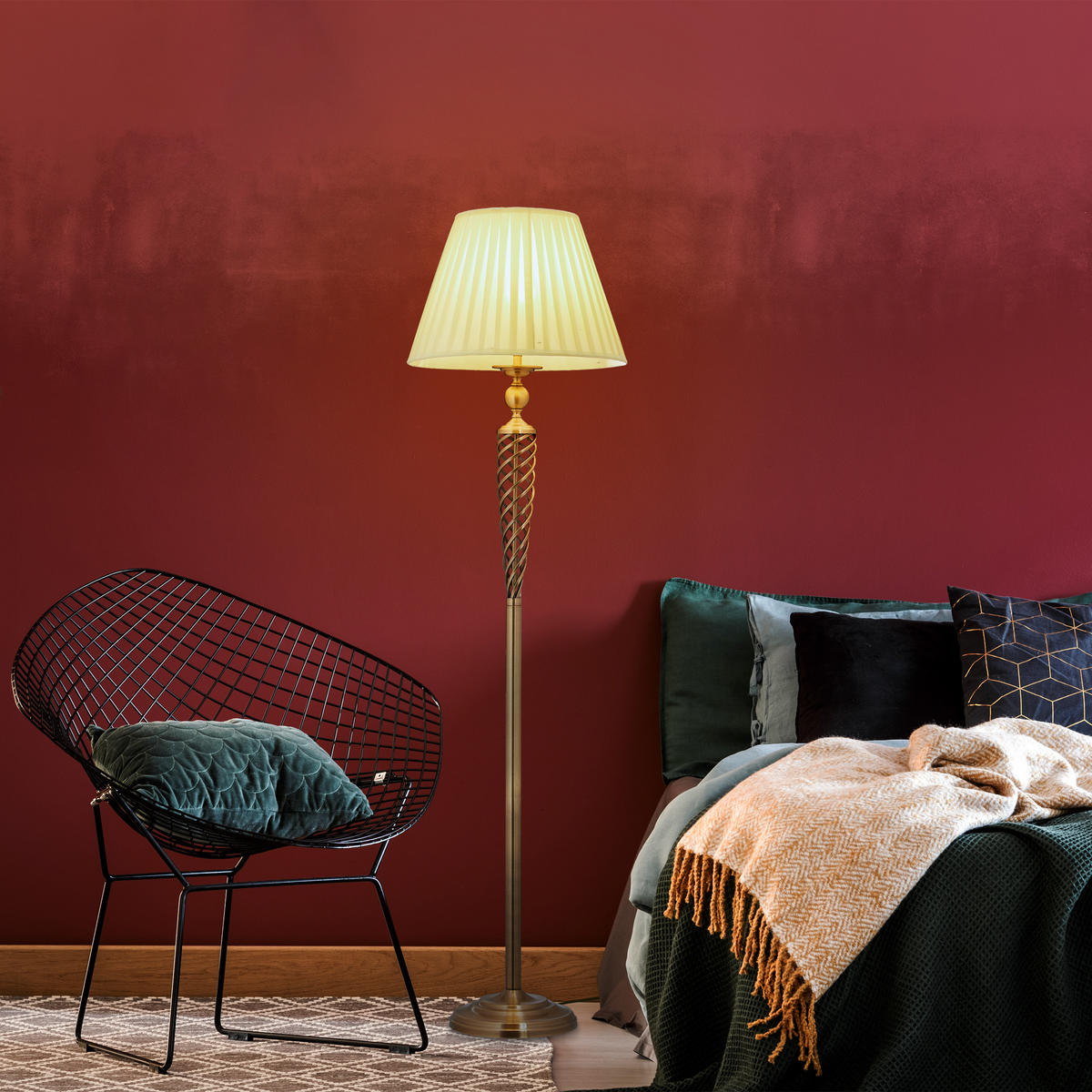 STEHLAMPE - Kupferfarben, Kunststoff/Textil (42/42/157cm) - Relaxdays