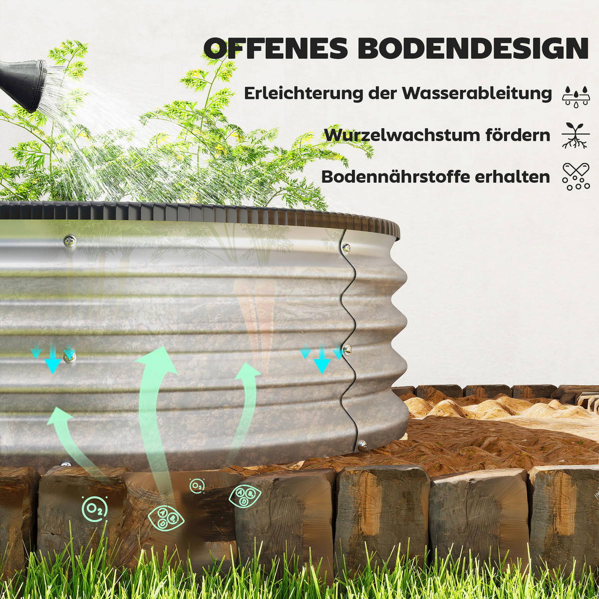 HOCHBEET-SET 2 TLG. aus Verzinktem Stahl Silber - Silberfarben, Metall (90/30/135cm) - Outsunny