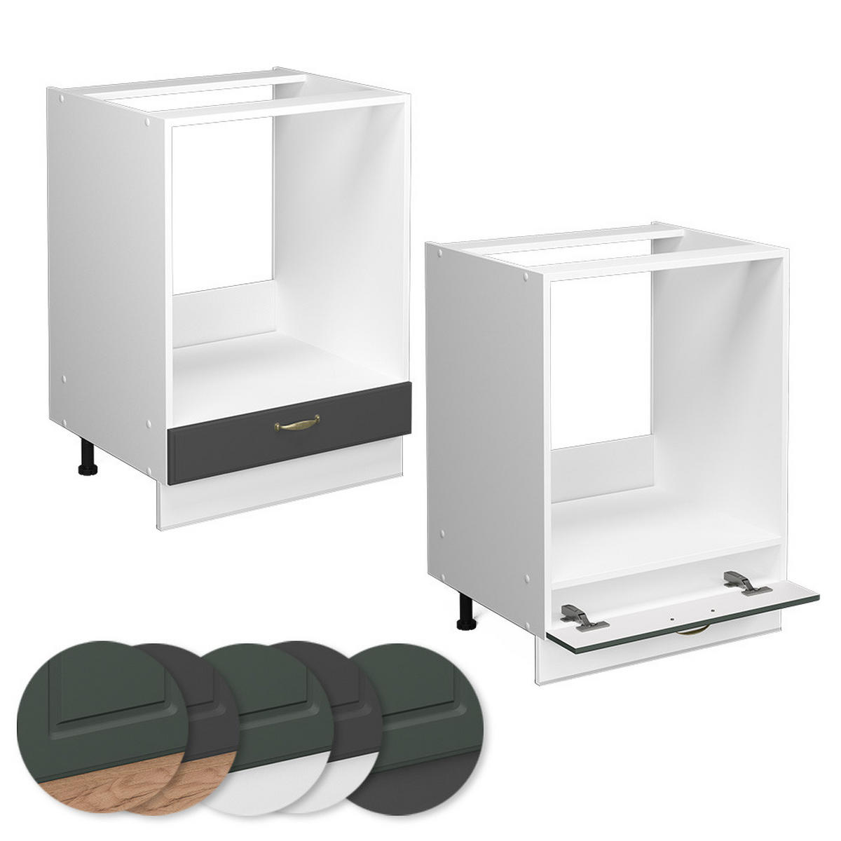 HERDUMBAUSCHRANK Fame-Line Anthrazit-Gold 60 cm, AP Anthrazit - Anthrazit/Weiß, Holzwerkstoff (60/82/60cm) - Vicco