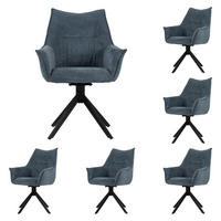 DININGSESSEL Ginosa - 6er Set - drehbar - blau - Blau/Schwarz, Textil/Metall (62/90/66cm) - bene living